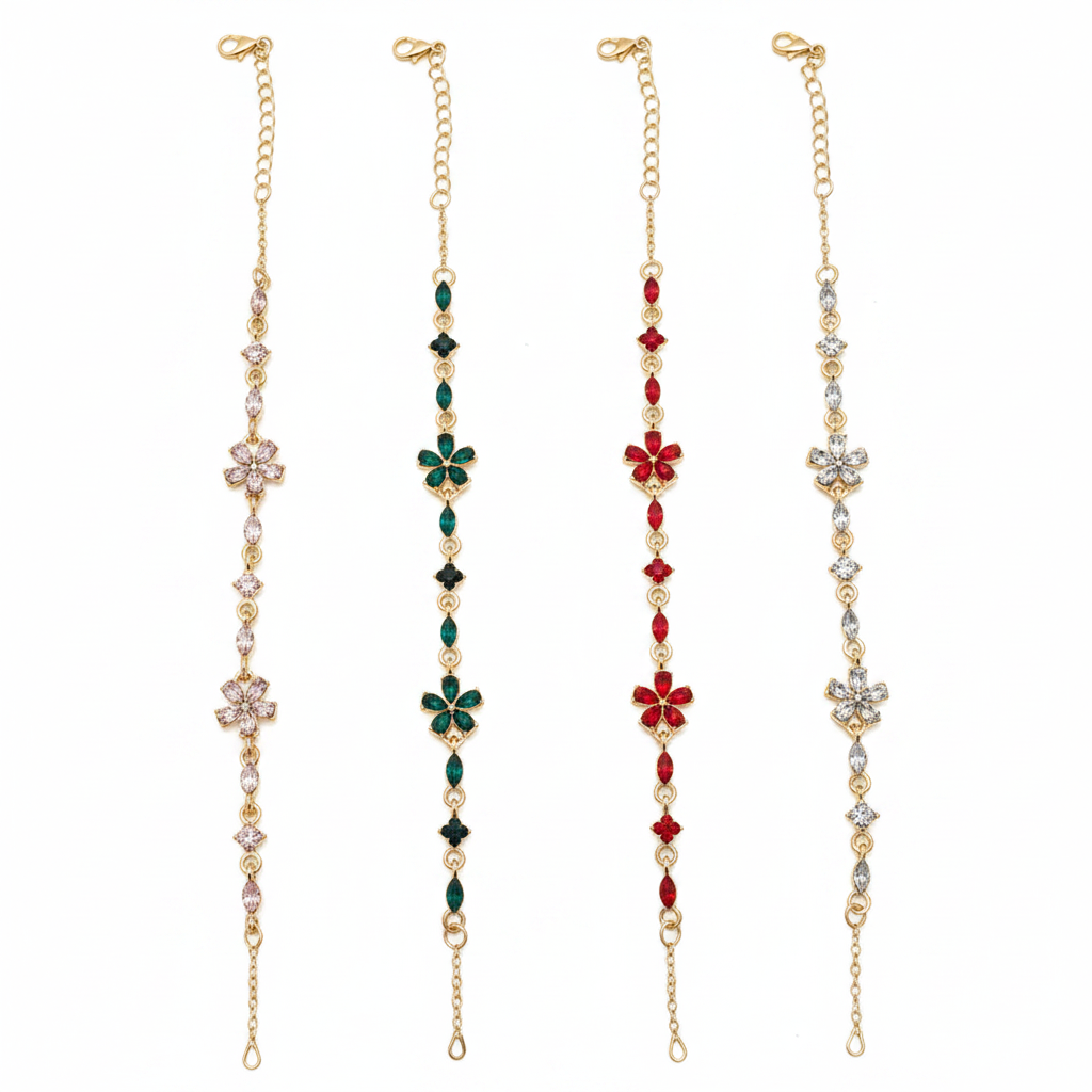 All 4 Flower Bracelets - White BG