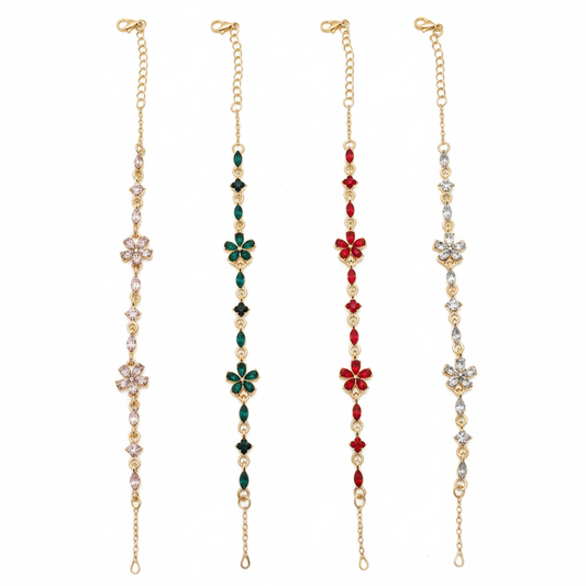 All 4 Flower Bracelets - White BG