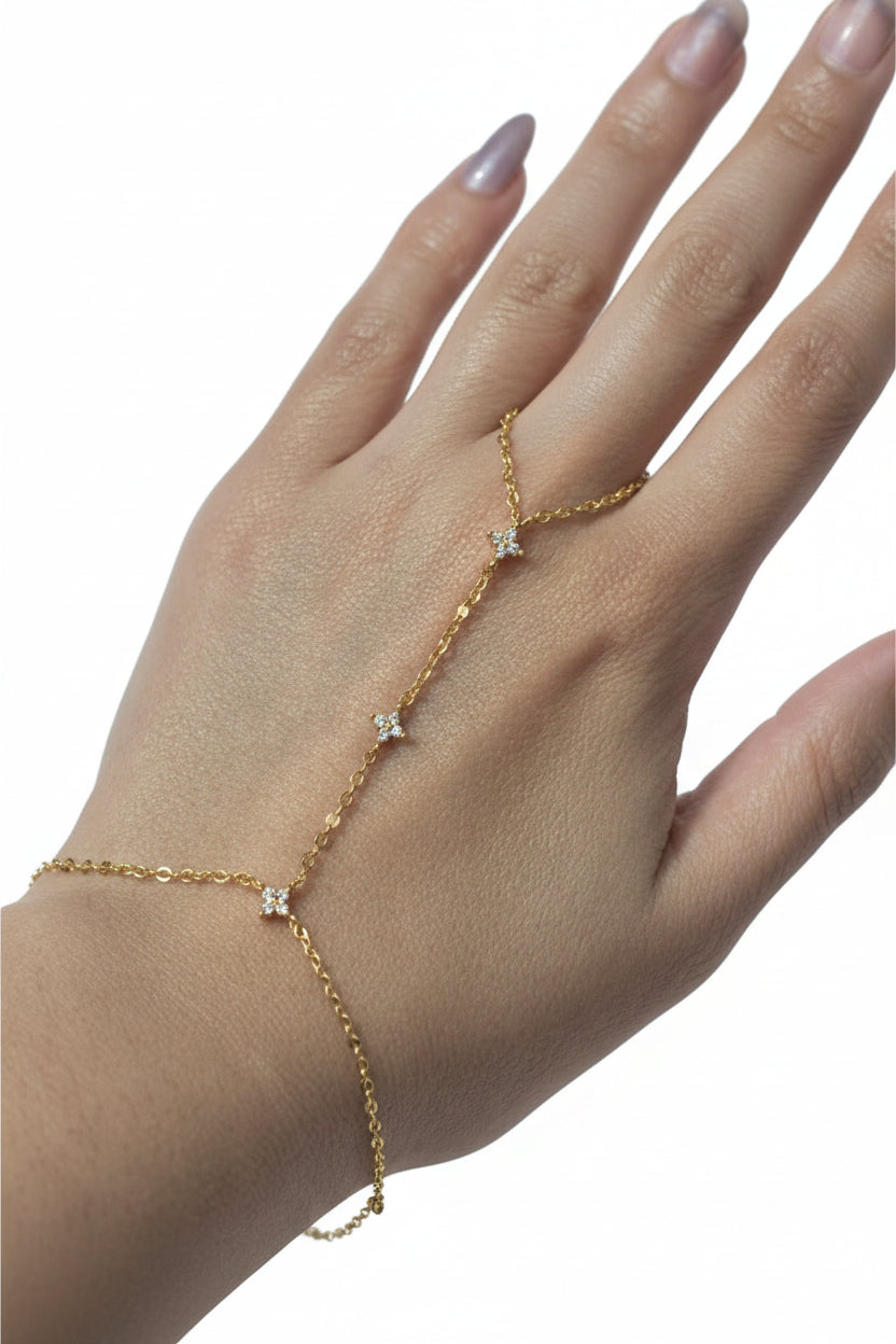 Flower Bracelet and Ring Chain