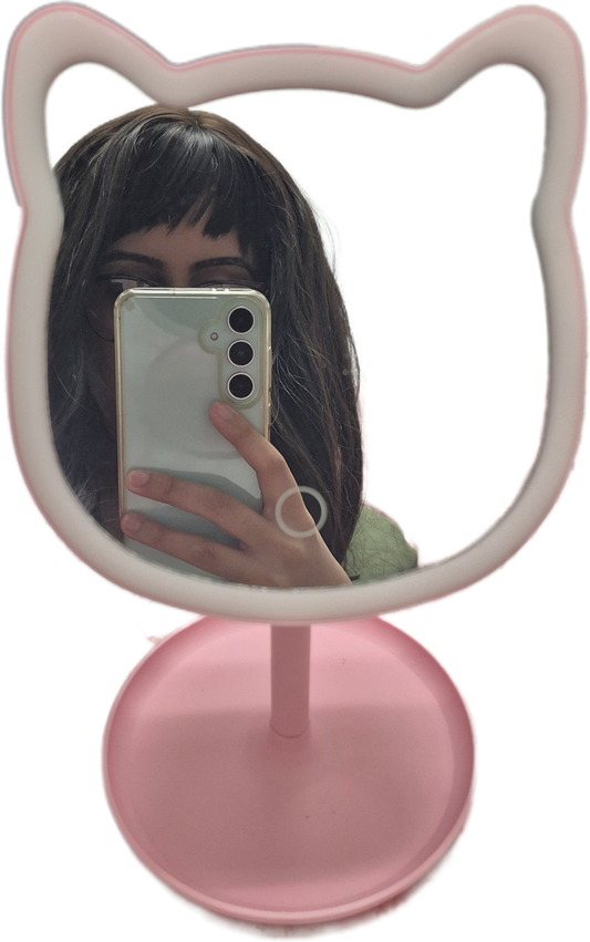 Pink kitty vanity mirror
